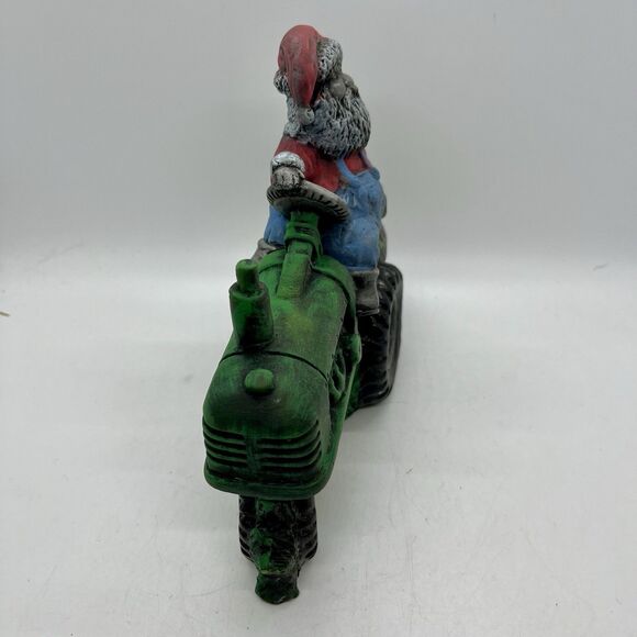 Vintage Hobbyist Ceramic Santa On Tractor Figurine 7” Christmas Rustic Country - Picture 4 of 6